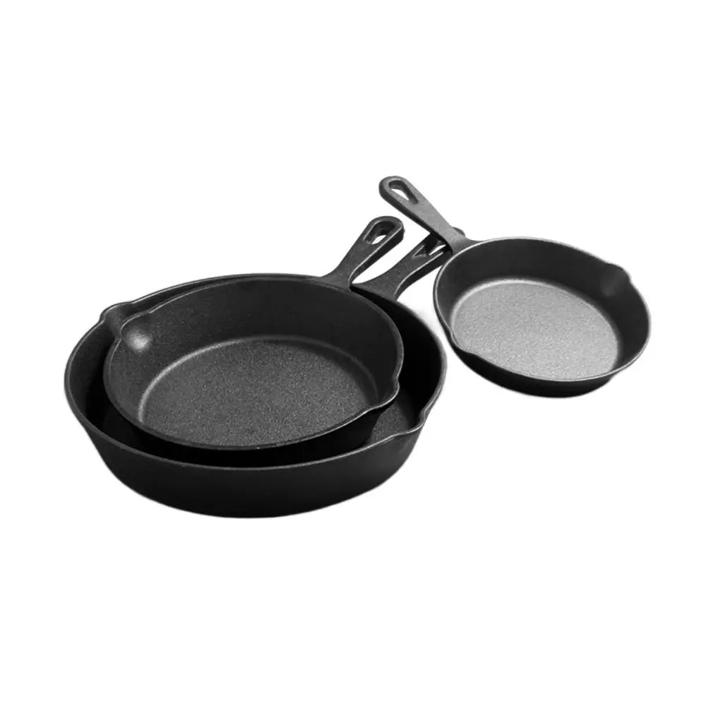 Uncoated Nonstick Frying Pan Signature Teardrop Handle Cast Iron Small Omelette Pan Multi-size Heat-Resistant Saute Pot Kitchen