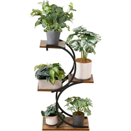 Plant Stands Oudoor 6-Tier Wrought Iron Plant Rack Green Indoor Plant Shelf Tiered Flower Stand Use Office Home Decor