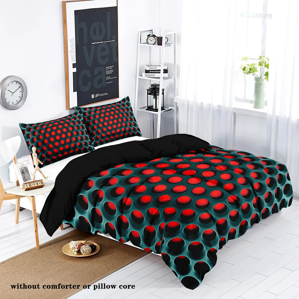 3pcs Geometric honeycomb Series Duvet Cover Set, Printed Bedding Set For Bedroom, (1*Duvet Cover + 2*Pillowcases, No Core)