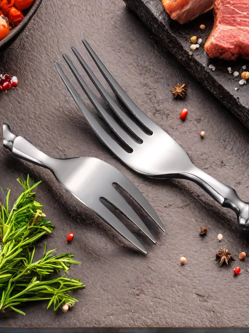 Classic Elegant Stainless Steel Cutlery Set Fork Spoon Knife Full  Dinning Fork Steak Knife Teaspoon Creative Dinnerware Set