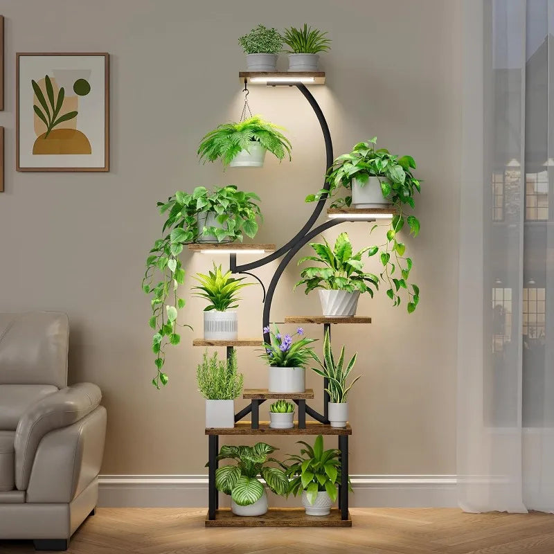 Plant Stand Indoor with Grow Lights,8 Tiered Indoor Plant Shelf,62&quot;Tall Plant Stand for Indoor Multiple