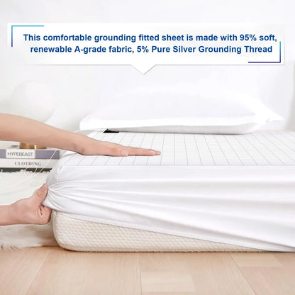 MAXSHARER Earthing fitted sheet Organic cotton with Conductive silver fiber Grounding bed sheet Fitted sheet for Nature Wellness