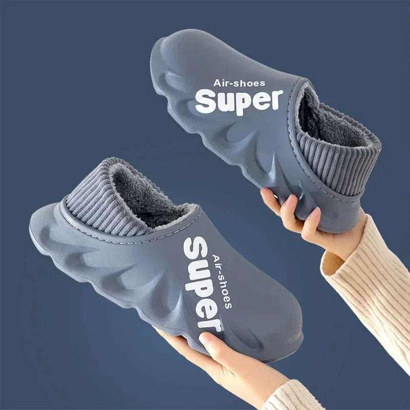 Eyriphy Women Winter Warm Slippers Fuzzy Soft Sole Waterproof Slides Non-Slips Fur Sports Shoes Plush Comfortable Outdoor Slides