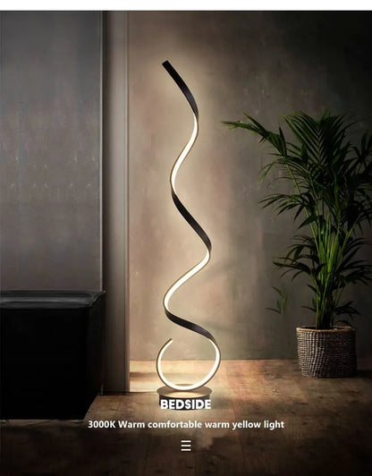 LED Floor Lamp Modern Remote Control Spiral Light For Living Room Bedroom Bedside Study Home Indoor Led Decorative Desk Lighting