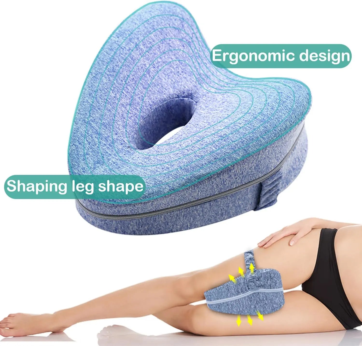 Memory Foam Knee Pillow Side Sleepers Smoothspine Alignment Pillow Relieve Hip Pain Sciatica Leg Pillows for Side Sleepers Home