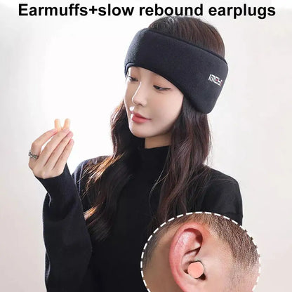 1 Set Soundproof Earmuffs For Sleeping Unisex Ear Warmer Winter Head Band Ski Ear Muff Earplugs Headband Hair Band Eyes Ban I7B2