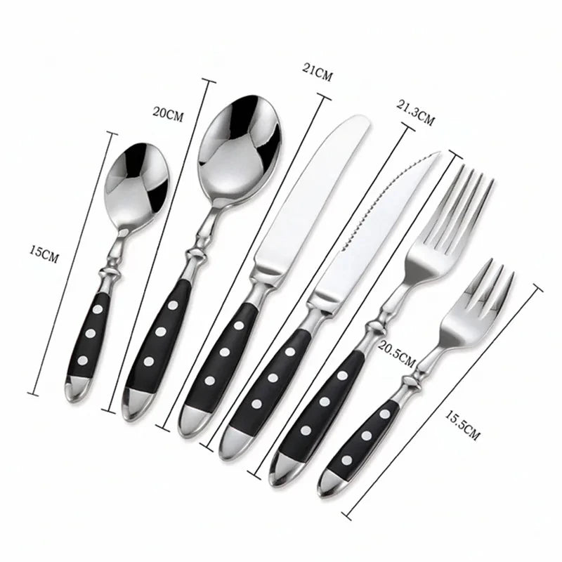 Classic Elegant Stainless Steel Cutlery Set Fork Spoon Knife Full  Dinning Fork Steak Knife Teaspoon Creative Dinnerware Set