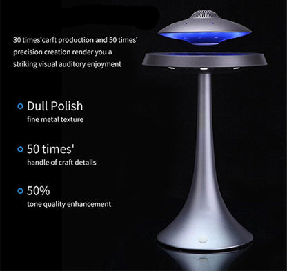 UFO Speaker Super Cool Levitating Speaker Magnetic Floating UFO Speaker Music Player with RGB Color Table Lamp