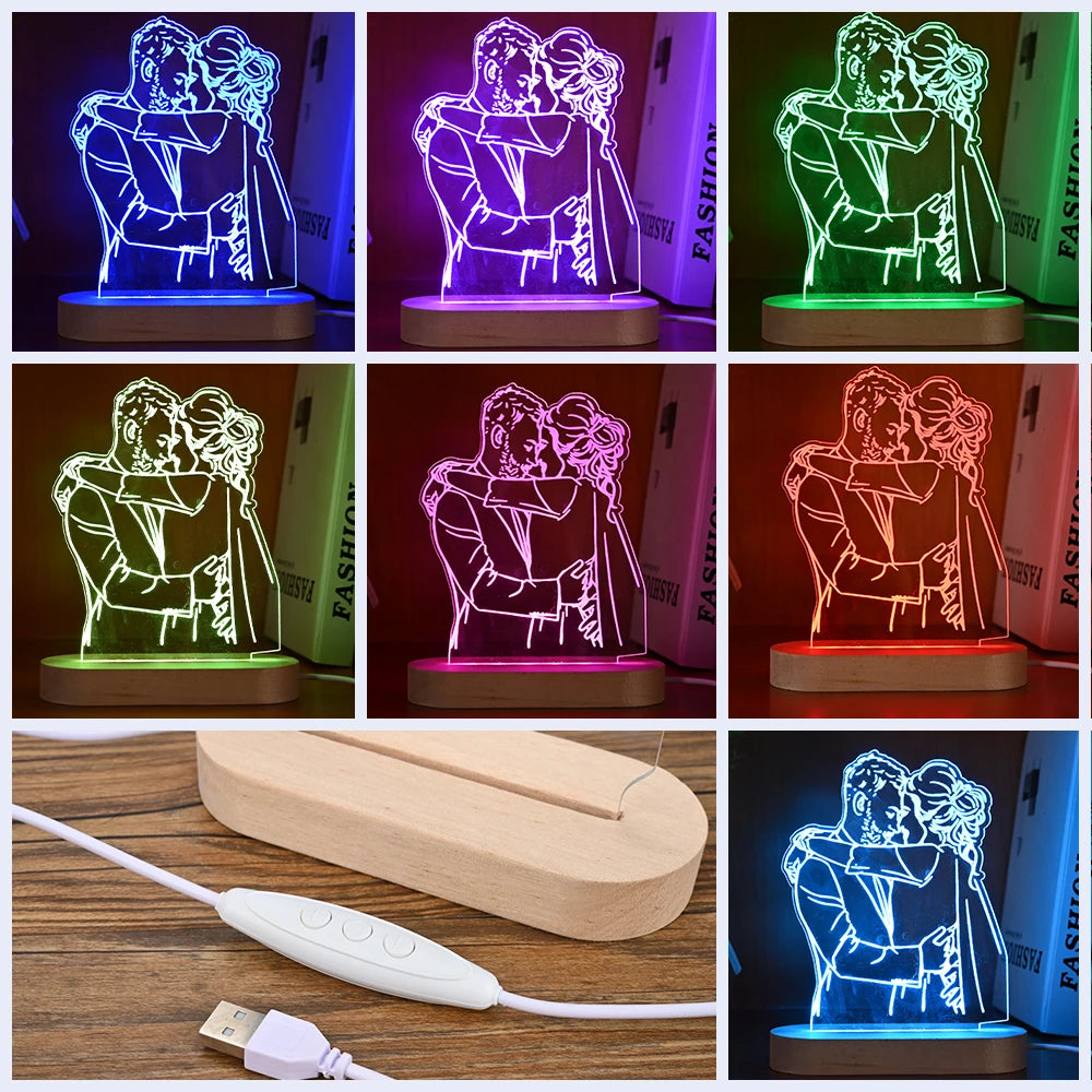 Personalized 3D Photo Lamp Custom Photo And Text Customized Valentine&