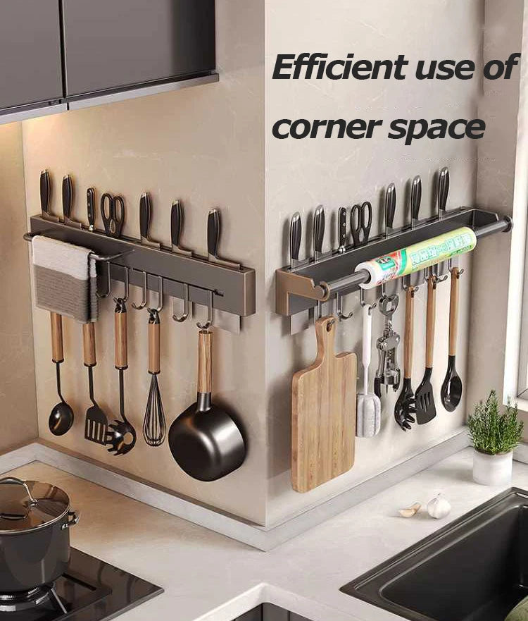 Stainless steel Kitchen Paper Towel Rack Wall Shelf with Hook Kitchen Gadgets Hanging Organizers Storage Utensils for Kitchen