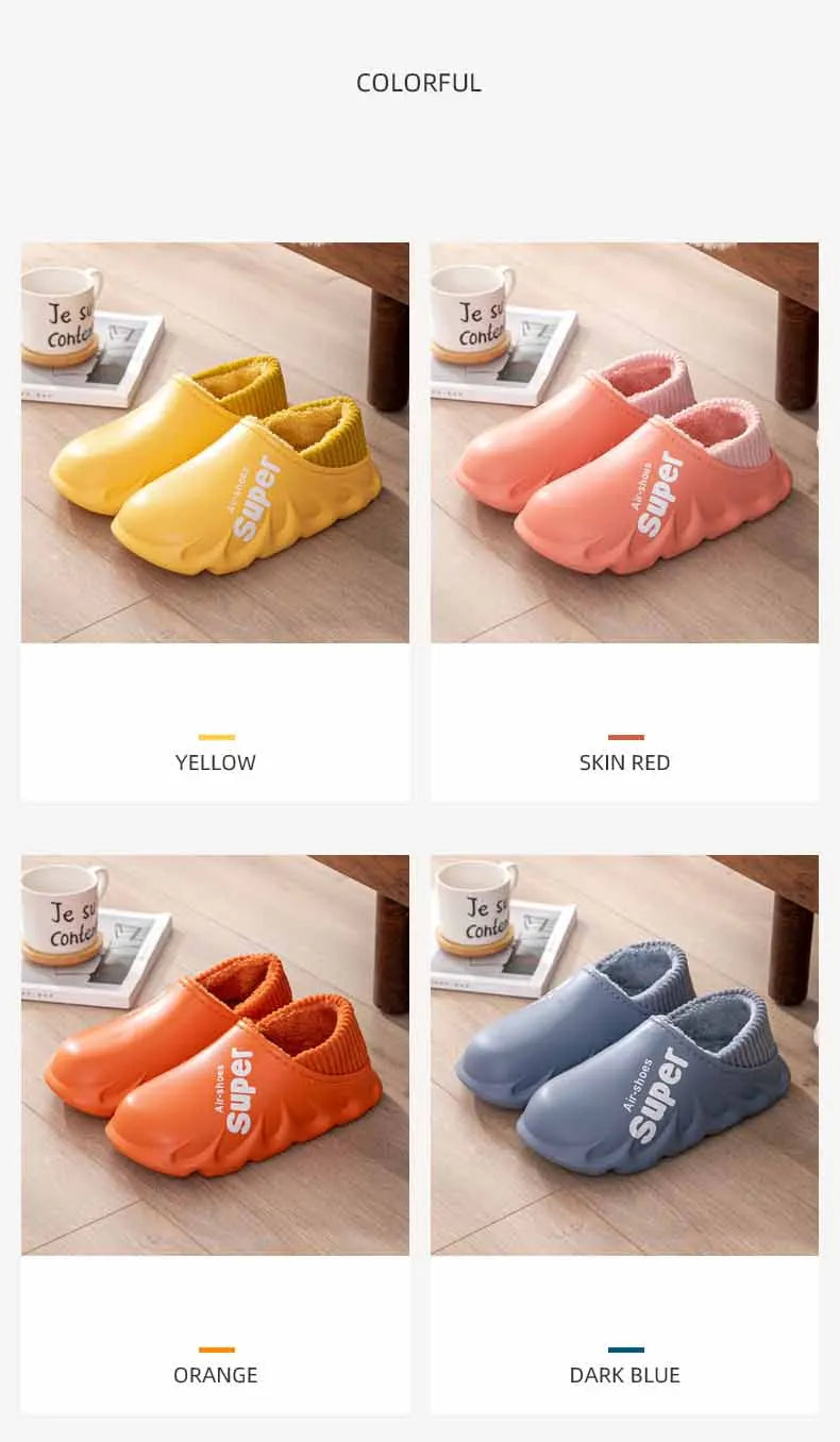 Eyriphy Women Winter Warm Slippers Fuzzy Soft Sole Waterproof Slides Non-Slips Fur Sports Shoes Plush Comfortable Outdoor Slides