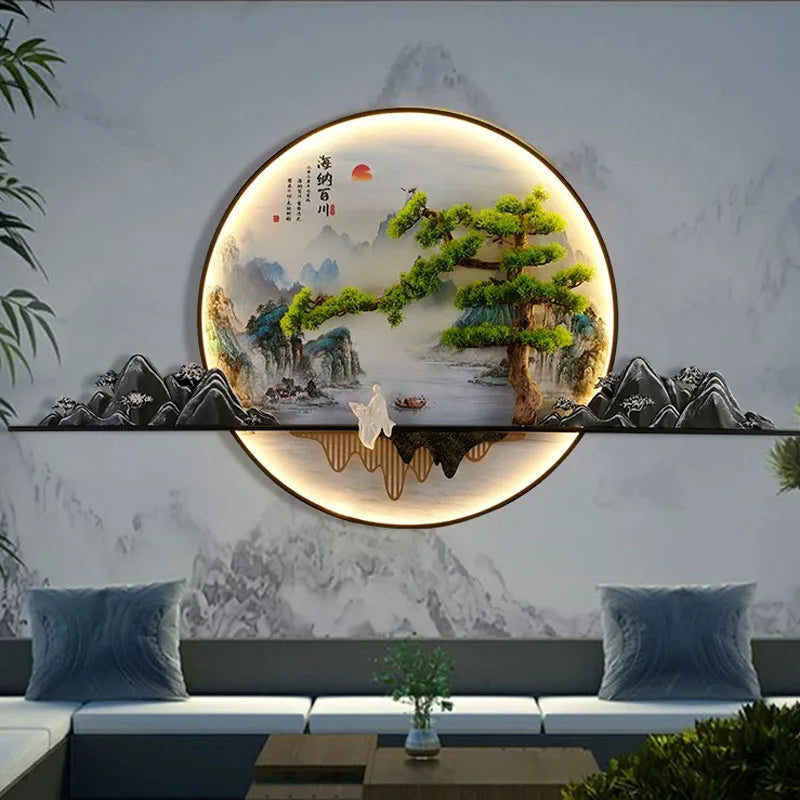 2024 Modern Wall Lamp LED Chinese Landscape Creative Wall Lamp Home Living Room Study Bedroom Decoration Outdoor Wall Decoration