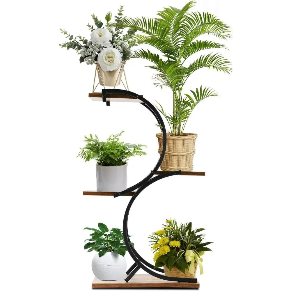 Plant Stands Oudoor 6-Tier Wrought Iron Plant Rack Green Indoor Plant Shelf Tiered Flower Stand Use Office Home Decor