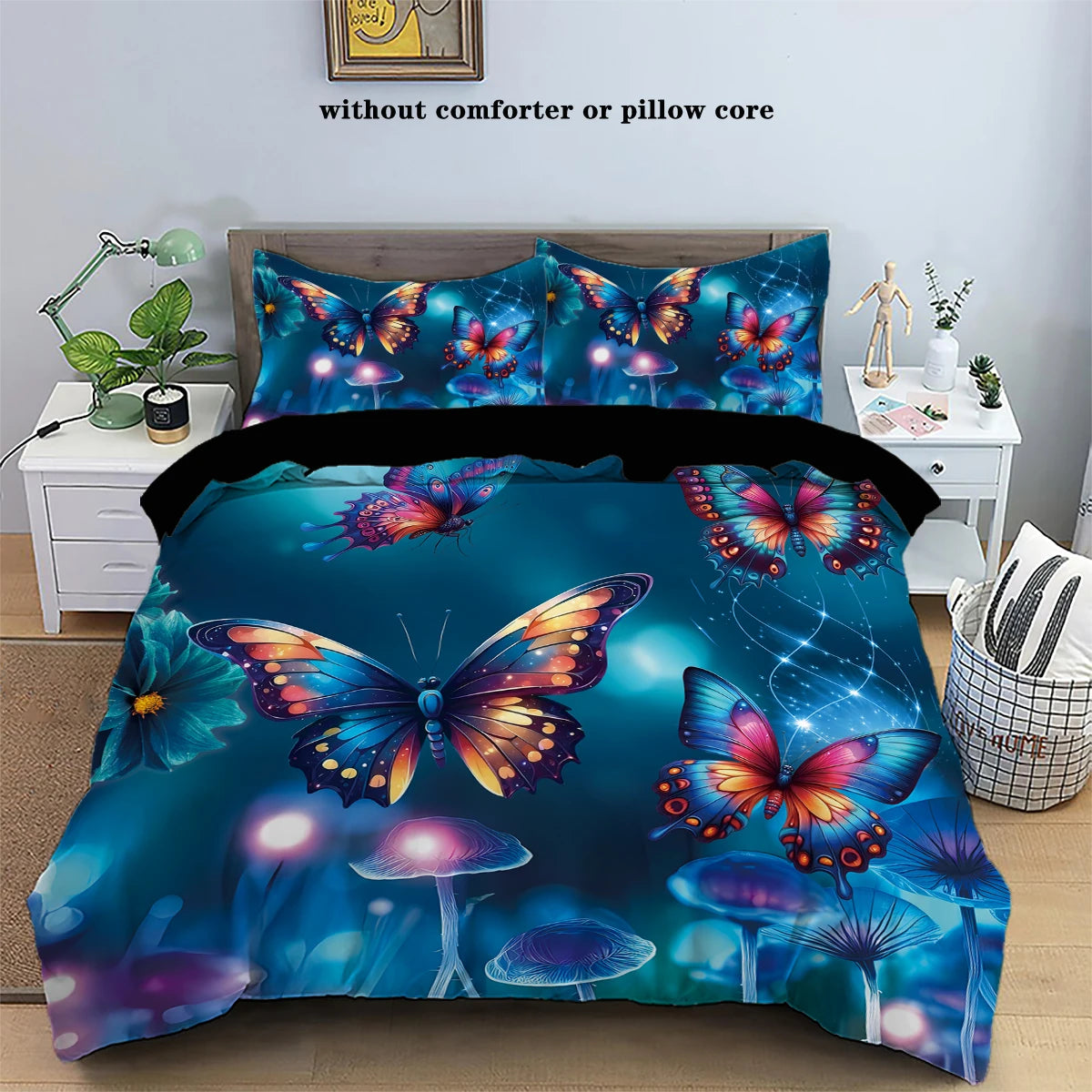 3pcs  Fairy Forest Butterfly Bedding for Bedroom/Guest Room - 1 Duvet Cover + 2 Pillowcases (Core Not Included) ﻿