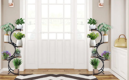 Plant Stands Oudoor 6-Tier Wrought Iron Plant Rack Green Indoor Plant Shelf Tiered Flower Stand Use Office Home Decor