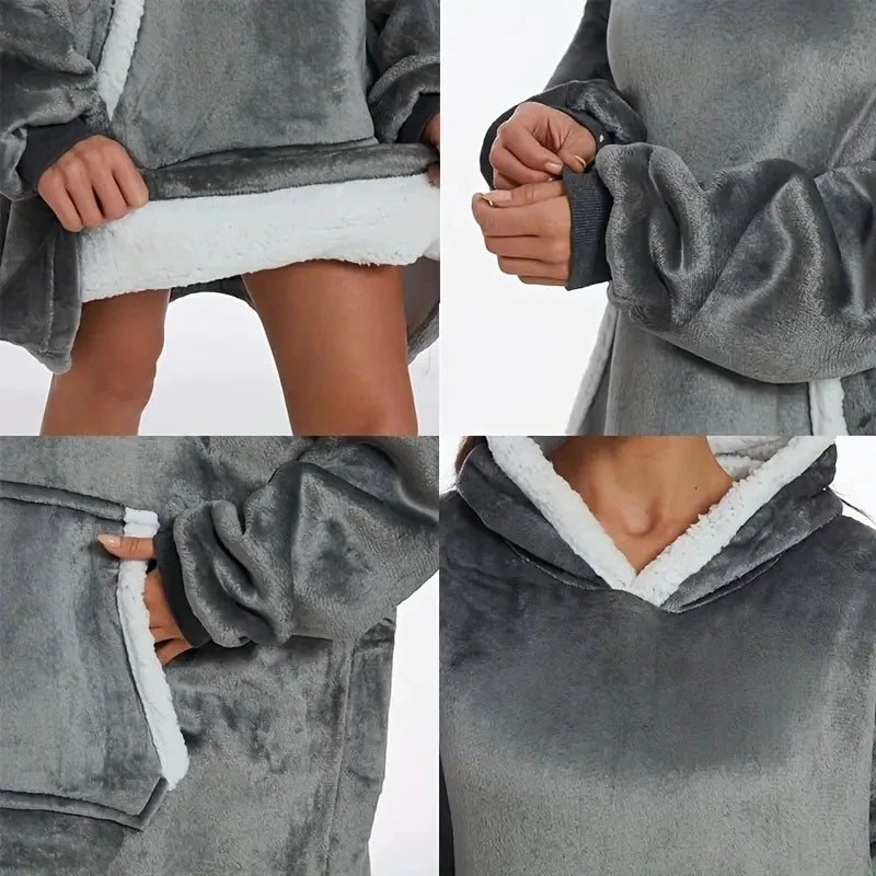 Wearable Adult Super Soft Flannel Sherpa Fleece Outdoor Pocket Winter Fit all Sweatshirt Blanket Drop shipping Hoodie Blanket