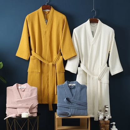 Men Women 100% Cotton Terry Bathrobe Suck Water Towel Sleepwear Spa Hotel Long Bath Robe Kimono Plus Size Dressing Gown Lovers