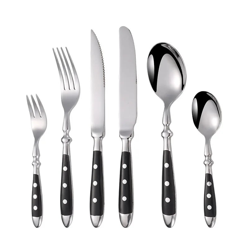 Classic Elegant Stainless Steel Cutlery Set Fork Spoon Knife Full  Dinning Fork Steak Knife Teaspoon Creative Dinnerware Set