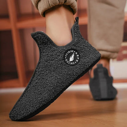 YRZL Men Winter Slippers High Quality Lightweight Disign Shoes Fashion Women Plush Slipper Warm Slip on Casual Shoe for Couples