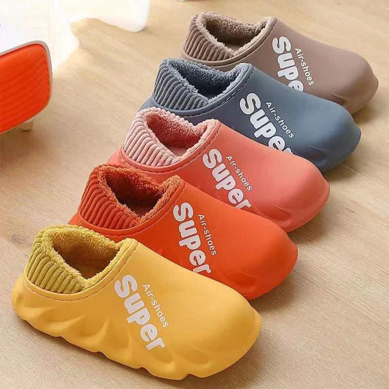 Eyriphy Women Winter Warm Slippers Fuzzy Soft Sole Waterproof Slides Non-Slips Fur Sports Shoes Plush Comfortable Outdoor Slides