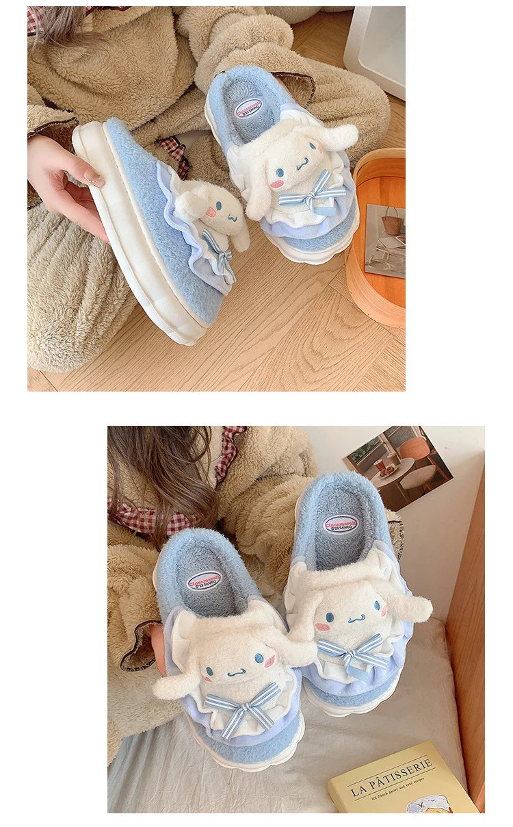 Sanrio Cotton Slippers Hello Kitty Cute Student Autumn Winter Bedroom Home Casual Soft Padded Plush Bedroom Aldult Shoes Girls