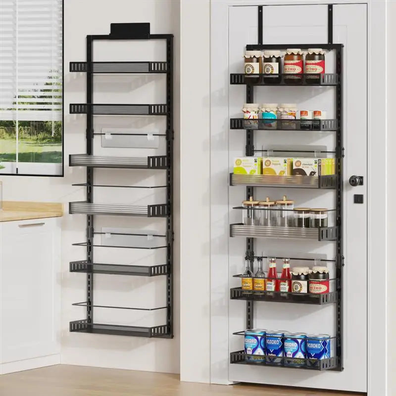 6 Tier Over The Door Pantry Organizer Hanging Spice Rack Home Storage Shelf Hanging Wall Mounted For Kitchen Bathroom Bedroom