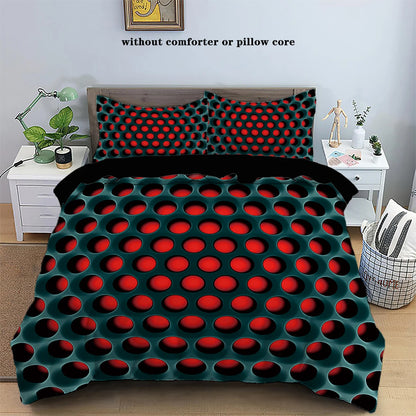 3pcs Geometric honeycomb Series Duvet Cover Set, Printed Bedding Set For Bedroom, (1*Duvet Cover + 2*Pillowcases, No Core)