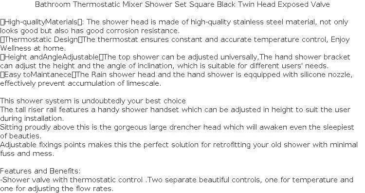 JETEVEVEN Bathroom Shower Faucet Rainfall Shower Set Matte Black Wall Mount Bathtub 3-way Shelf Shower Mixer Tap Shower System