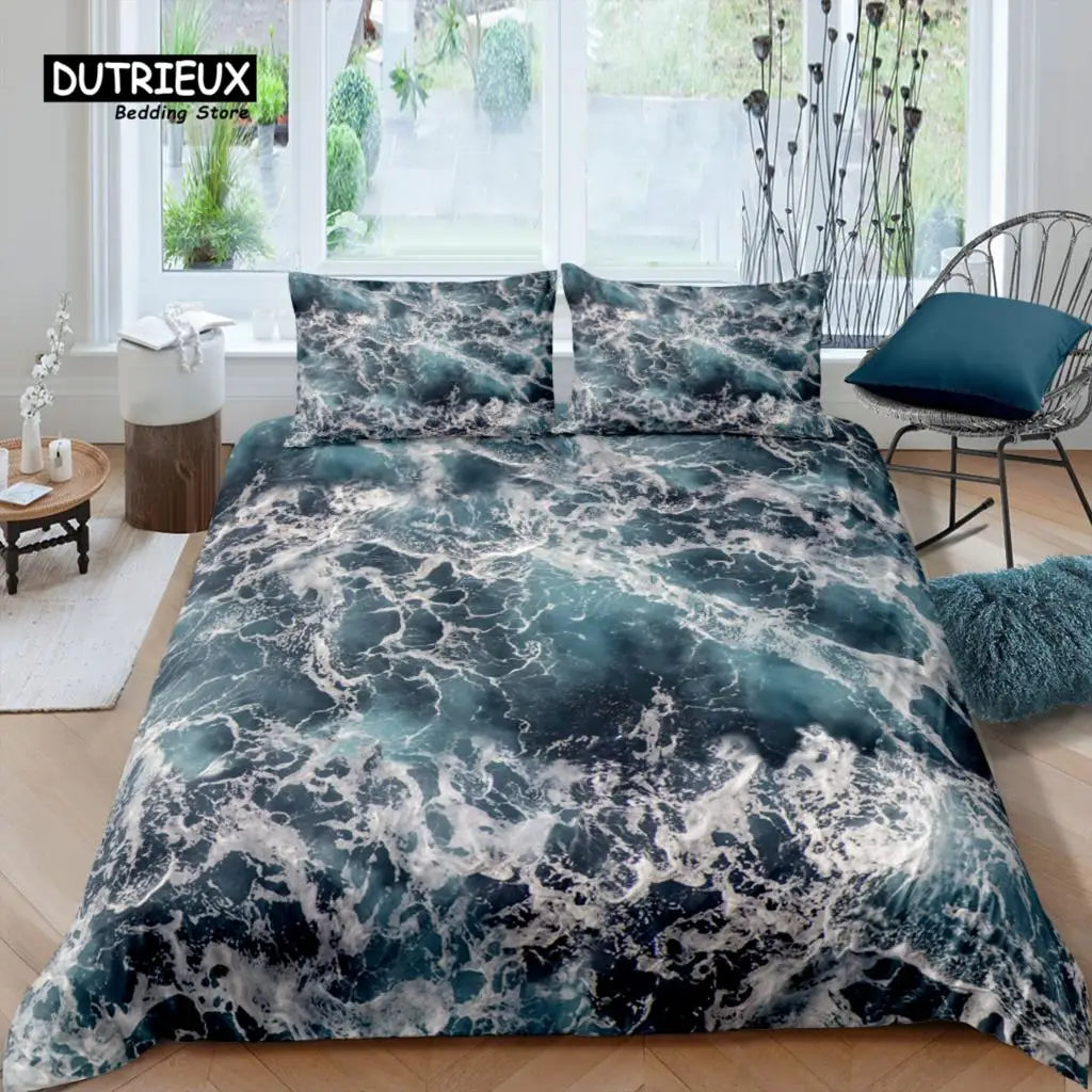 Home Living Luxury 3D Seawater Bedding Set The Sea Duvet Cover Pillowcase Queen and King EU/US/AU/UK Size Comforter Bedding