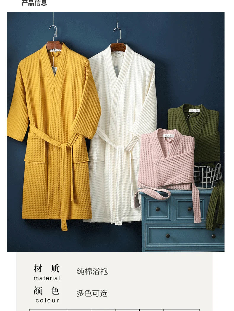 Men Women 100% Cotton Terry Bathrobe Suck Water Towel Sleepwear Spa Hotel Long Bath Robe Kimono Plus Size Dressing Gown Lovers