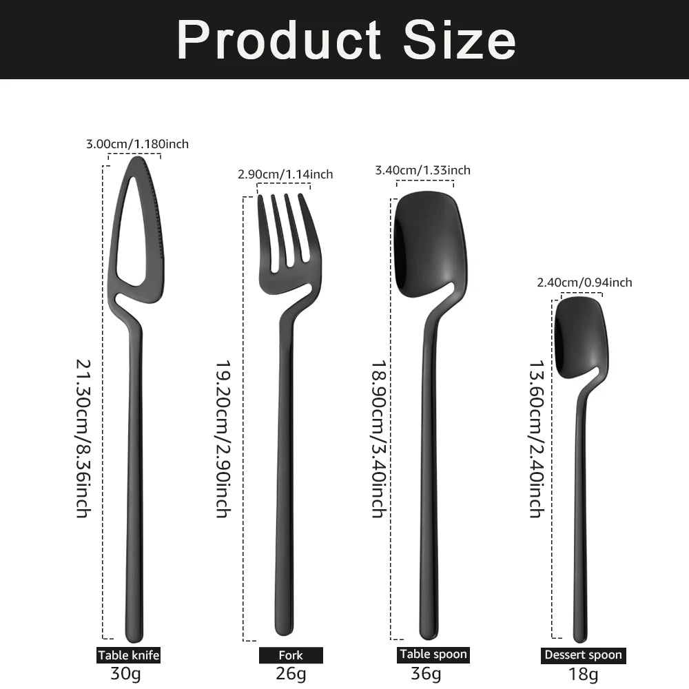 16Pcs Black Cutlery Set Stainless Steel Steak Cutlery Cutlery Western Cutlery Dishwasher Safe Kitchen Tableware Set