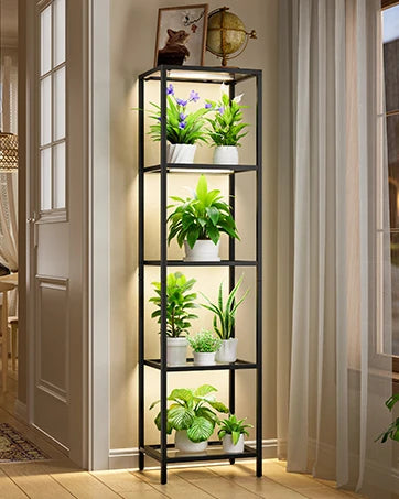 Stand Indoor with Grow Lights, 9 Tiered Metal Plant Shelf, 63&quot; Tall Plant Stand for Indoor Plants Multiple, Large Plant Rack Dis