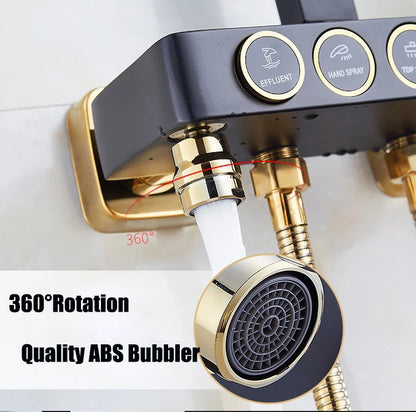 Luxury Shower System with Thermostatic Shower Mixer Faucets 12 Inch Rainfall ABS Shower Head Hot Cold Bathroom Shower Set