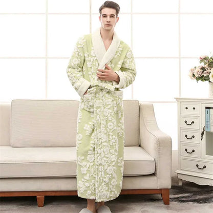 Lovers Robe Women Winter Flannel Bathrobe Thicken Warm Kimono Bath Gown Sleepwar Night Wear Plus Size 3XL Nightgown