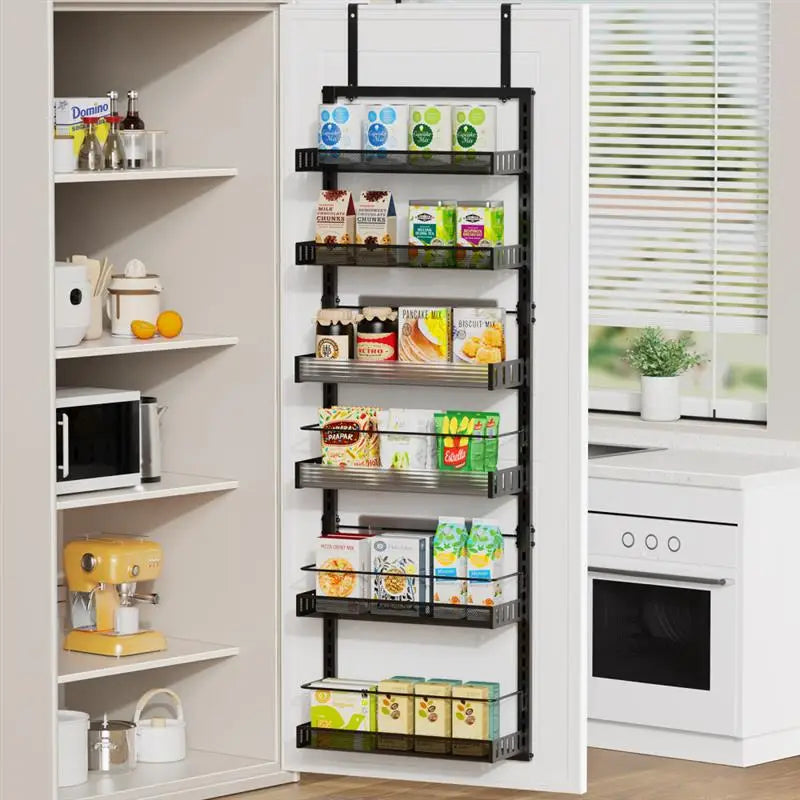 6 Tier Over The Door Pantry Organizer Hanging Spice Rack Home Storage Shelf Hanging Wall Mounted For Kitchen Bathroom Bedroom