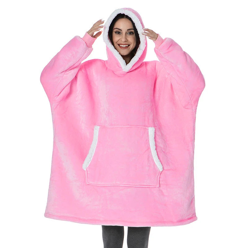 Wearable Adult Super Soft Flannel Sherpa Fleece Outdoor Pocket Winter Fit all Sweatshirt Blanket Drop shipping Hoodie Blanket