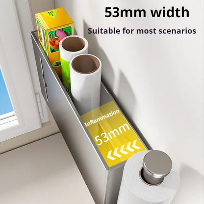 Paper Towel Holder Wall Mount for Kitchen Freshness Film Storage Rack  Door Cabinet Organiser For Kitchen Storage Punch-Free