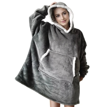 Wearable Adult Super Soft Flannel Sherpa Fleece Outdoor Pocket Winter Fit all Sweatshirt Blanket Drop shipping Hoodie Blanket