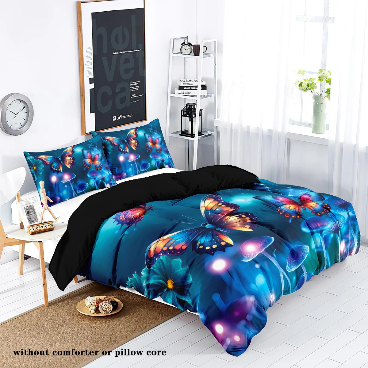 3pcs  Fairy Forest Butterfly Bedding for Bedroom/Guest Room - 1 Duvet Cover + 2 Pillowcases (Core Not Included) ﻿