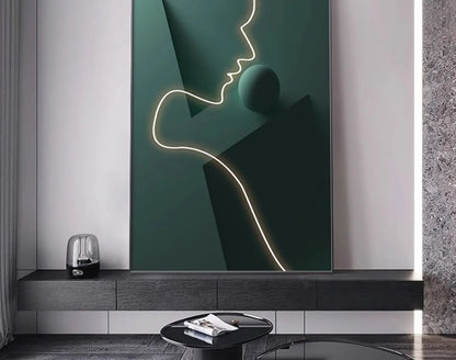 Decorative painting, LED light painting, modern luxury giant living room floor painting, abstract figure hanging painting