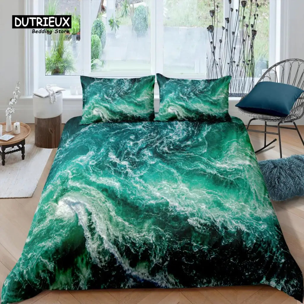 Home Living Luxury 3D Seawater Bedding Set The Sea Duvet Cover Pillowcase Queen and King EU/US/AU/UK Size Comforter Bedding