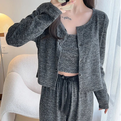 NHKDSASA 2024 Ladies Night Dress Lounge wear Sets Custom Luxury Bamboo Clothing Cotton Pijamas Women Sets Pajamas Top Robe Pants