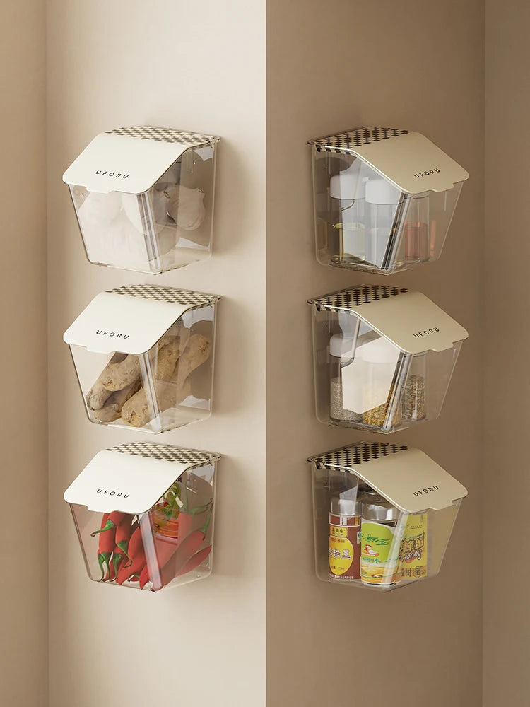 Onion And Garlic Storage Box Kitchen Acceesories Perforation-free Wall Hanging Kitchen Storage Basket Preservation