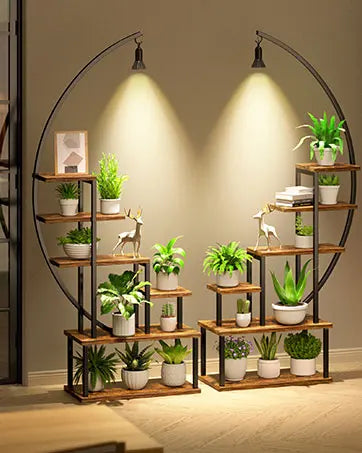 Stand Indoor with Grow Lights, 9 Tiered Metal Plant Shelf, 63&quot; Tall Plant Stand for Indoor Plants Multiple, Large Plant Rack Dis