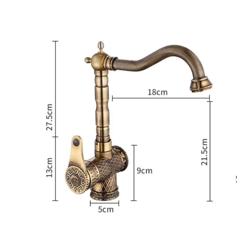 Basin Faucets Antique Bronze Bathroom Faucet Hot &amp; Cold Brass Bathroom Sink Faucet Deck Mounted Lavotory Faucet  Kitchen  Tap