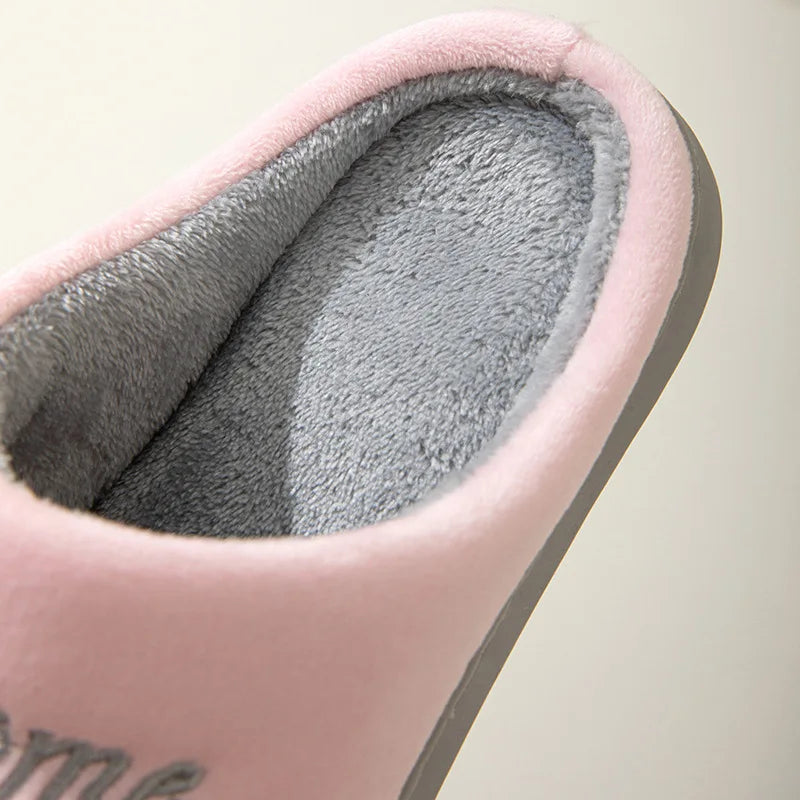 Comwarm Women Winter Cute Plush Cotton Slippers Indoor Warm Non-slip Milk Cow House Slippers Soft Fur Flufy Flat Bedroom Slides