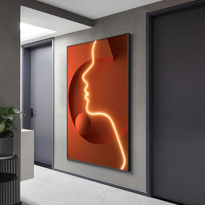 Decorative painting, LED light painting, modern luxury giant living room floor painting, abstract figure hanging painting