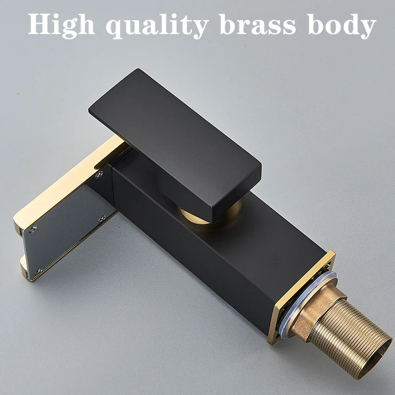 Bathroom Hydropower LED Waterfall Faucet Sink Basin Mixer Deck Mounted Solid Brass Water Power Basin Tap Luminous Washbasin Tap