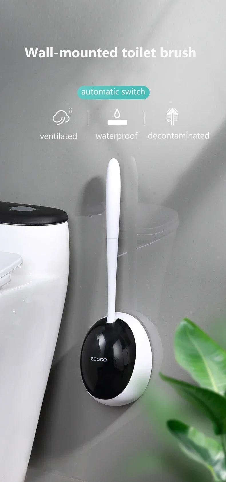 WOVHSTEAR TPR Silicone Brush No Dead Corners Toilet Brush Holders Cleaning Tools Toilet Wall-Mounted Household Accessories Set