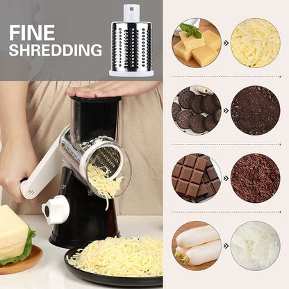 Manual Rotary Cheese Grater for Vegetable Cutter 3-in-1 Grater Slicer Multifunctional Vegetable Chopper With 3 replaceable blade